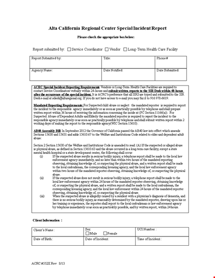 download incident report template - report suspected agency abuse template