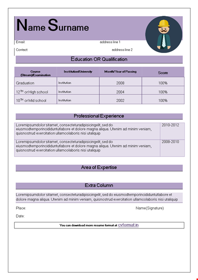 professional curriculum vitae template - customize now template