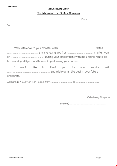 download professional relieving letter template - customize in minutes template