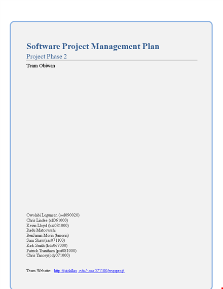 software project management plan template