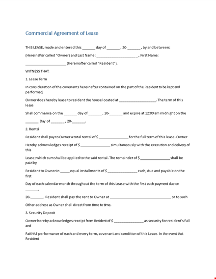 commercial lease agreement sample template template