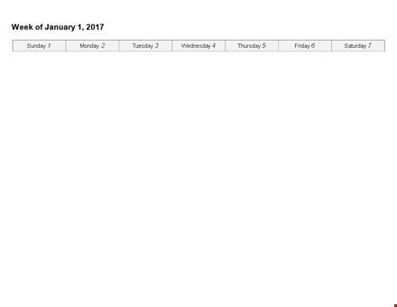 free printable lined weekly calendar template - sunday, monday, tuesday | january template