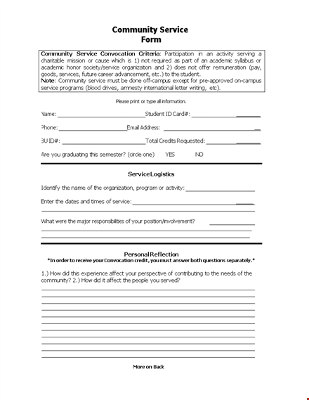 community service letter template for students template