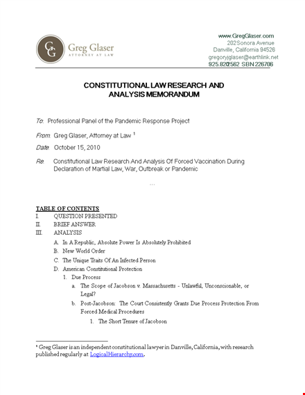 constitutional law research: analysis memorandum | right to power template