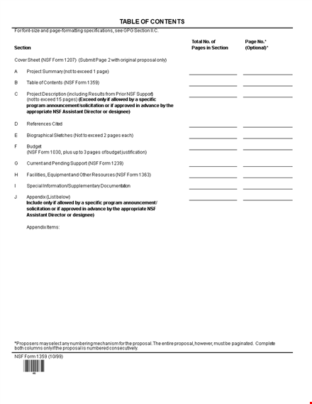 table of contents template for word - create professional proposals and pages template