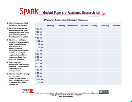 spark your academic success with a personalized academic schedule template