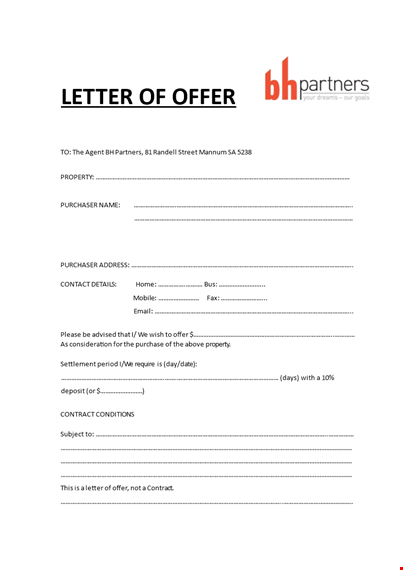 offer for property letter template