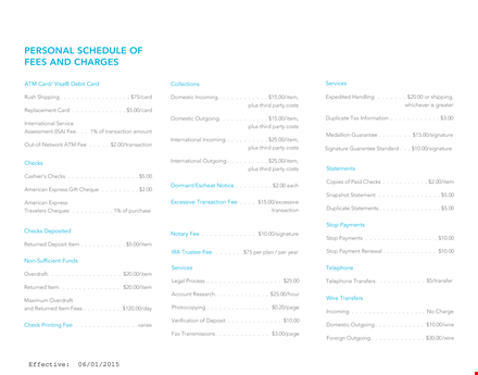 personal schedule in pdf template