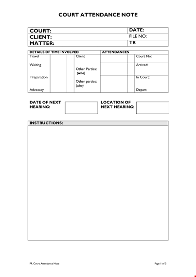 court attendance template