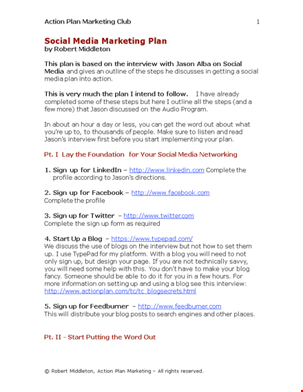 social media marketing plan sample | linkedin, facebook, twitter template