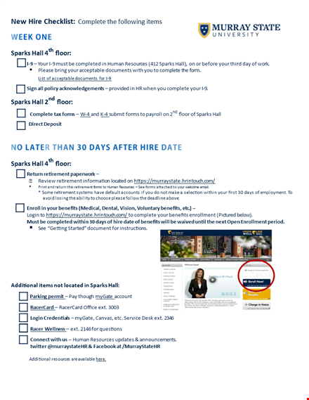complete new hire checklist & resources - floor & sparks template
