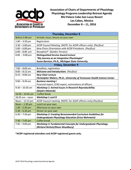 leadership retreat agenda template template