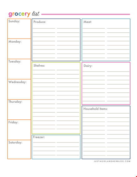 organize your sunday grocery shopping with our produce list template template