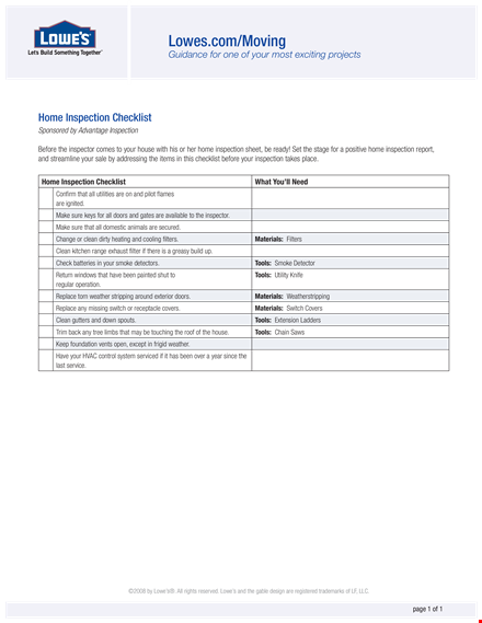 complete home inspection checklist for a thorough property check template