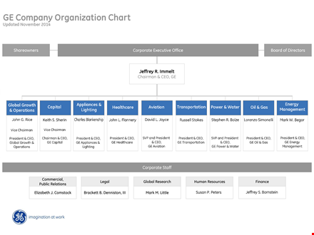 full-scale organization chart for a large company: structure, roles, and hierarchy template