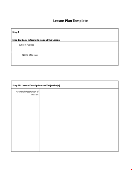 lesson plan template - effective plan format template