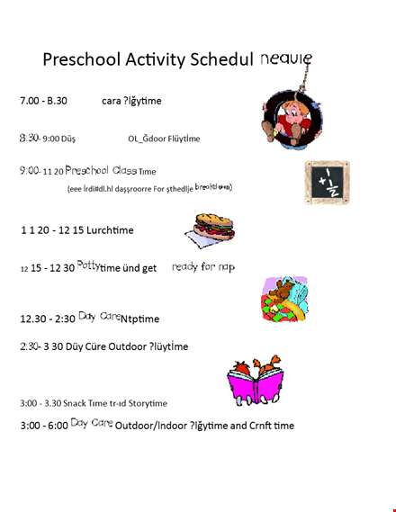 Preschool Activity Schedule