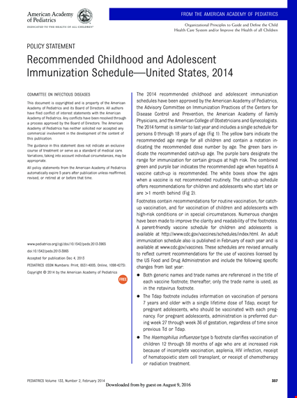 complete vaccination schedule for pediatrics template