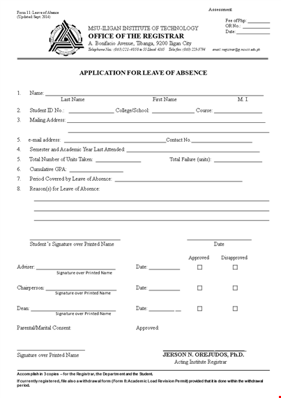 leave of absence template - get a printable leave form | signature required template