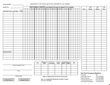 driver's daily log - track mileage and university with ease template