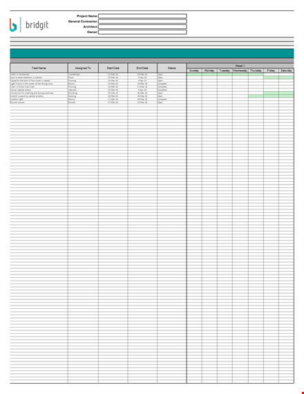 construction schedule template - plan your week with sunday, monday, and tuesday template