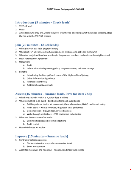 house party agenda template