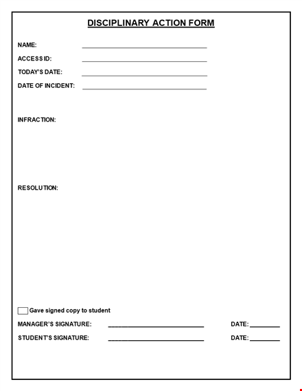 employee write up form for disciplinary action - student employee | signature template