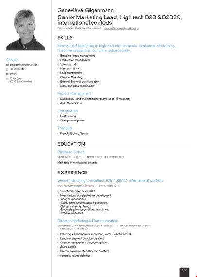 senior marketing consultant resume - expertly crafted & results-driven template