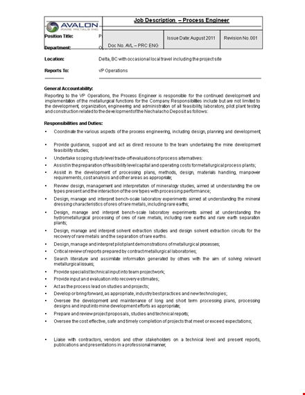 process engineer job description template