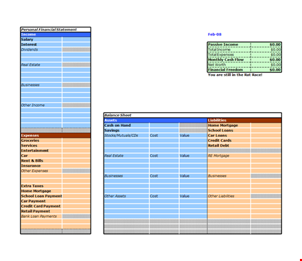 financial statement template | track expenses, payments, and values | manage income | easy-to-use template