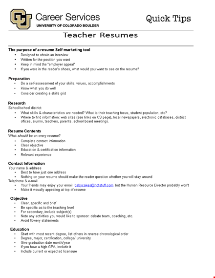 resume format for teaching job template