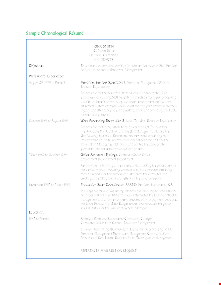 office assistant chronological resume template