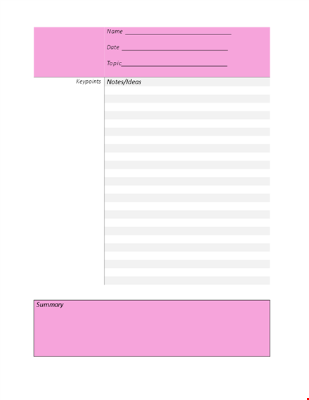 cornell notes template - free printable | efficient note-taking template