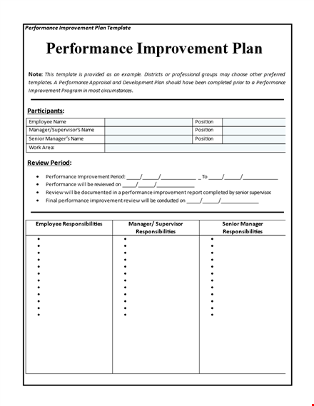 improve performance with our professional improvement plan template template