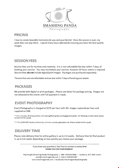 event photography template