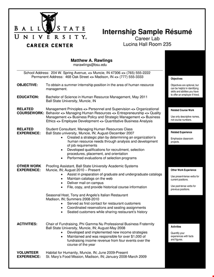 hr internship template