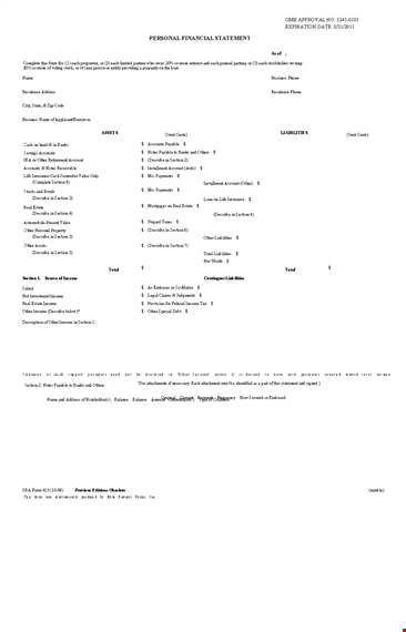 free personal financial statement template - manage your finances template