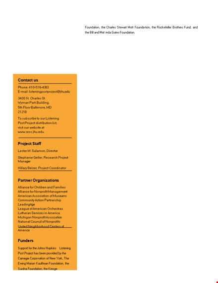 download our fact sheet template for project and nonprofit organizations - start listening today template