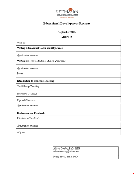 development retreat agenda template