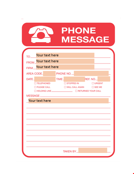 professional phone message template - keep accurate records template