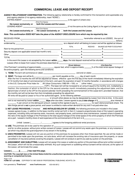 commercial lease receipt template - manage lease payments with ease | lessee, lessor, lease premises template