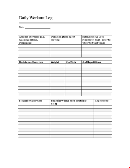 Printable Daily Workout Log | Track Your Daily Exercises