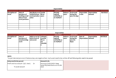 depreciation schedule template - track and calculate asset depreciation template