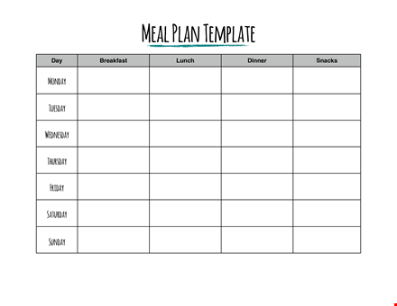 get organized with our meal plan template for monday template