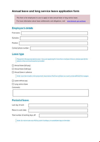 da form for leave and annual service - download now template