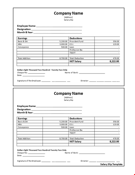 salary receipt voucher template template