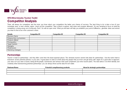 effective competitive analysis template for tourism regions and visitors template