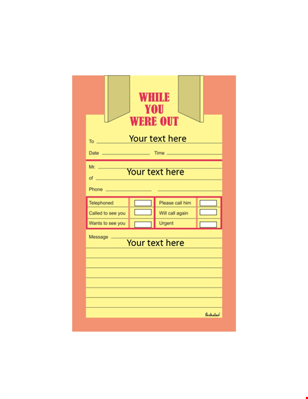 phone message template - professional and printable template