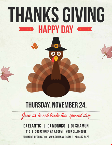 easy & elegant thanksgiving menu template | happy thursday in november template