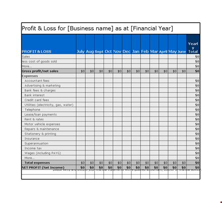 calculate your profit and loss easily - track expenses and total profits template